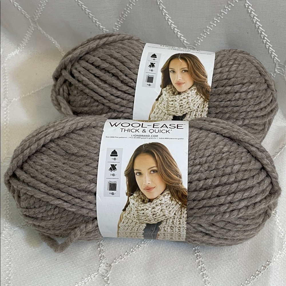 Lion Brand Wool-Ease Thick & Quick Yarn in Driftwood 2 Pack